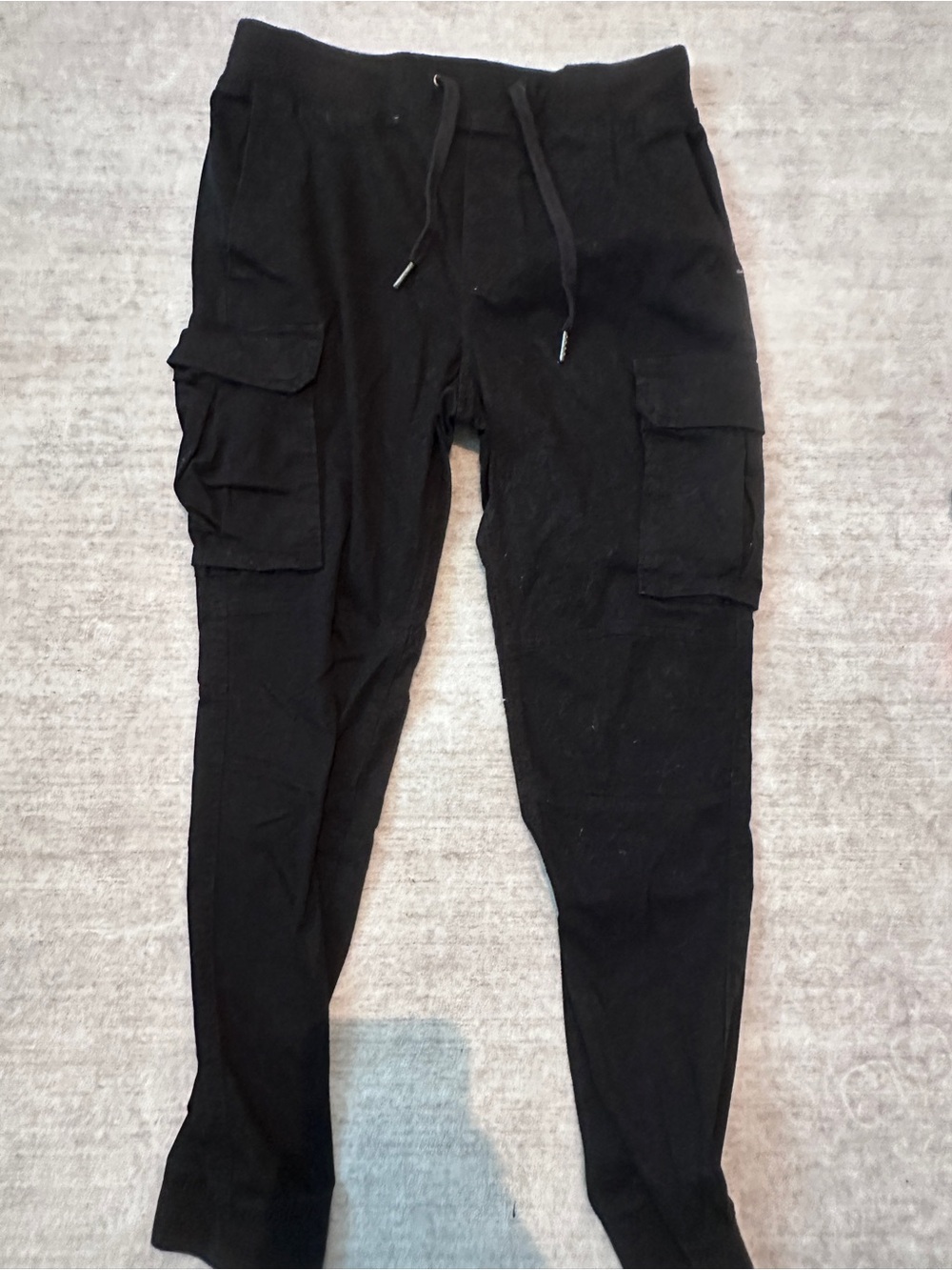 H&M Black Men's Cargo Joggers with Drawstring Waist
